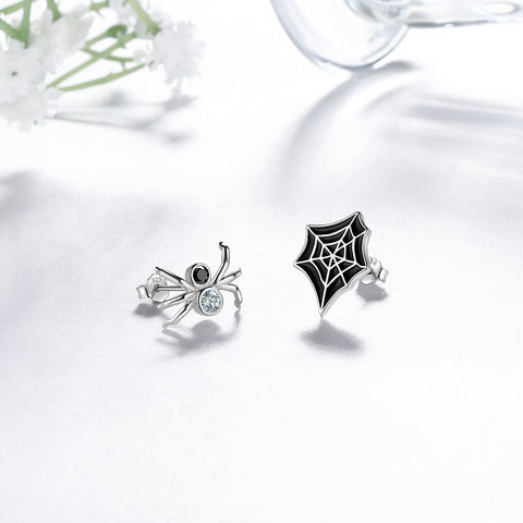 Asymmetry Spider Stud Earrings Women Jewelry Halloween Party Costume Accessories