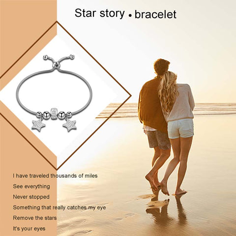 Pulseiras de elos com contas de berloques e estrelas da sorte, joias femininas de aço inoxidável