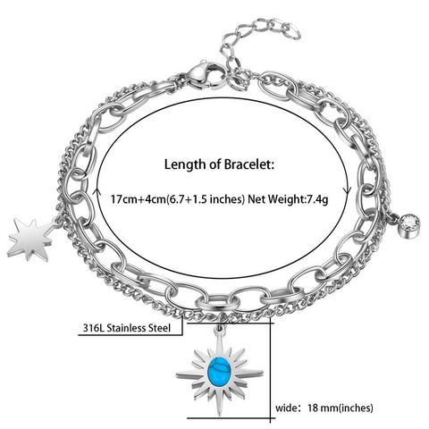 Braccialetti Sun Star Link Gioielli da donna in acciaio inossidabile