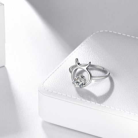 Taurus Ring April Diamond Birthstone Zodiac Women Girls Jewelry Birthday Gift