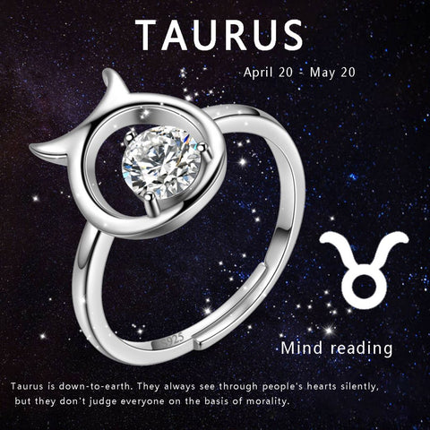 Taurus Ring April Diamond Birthstone Zodiac Women Girls Jewelry Birthday Gift