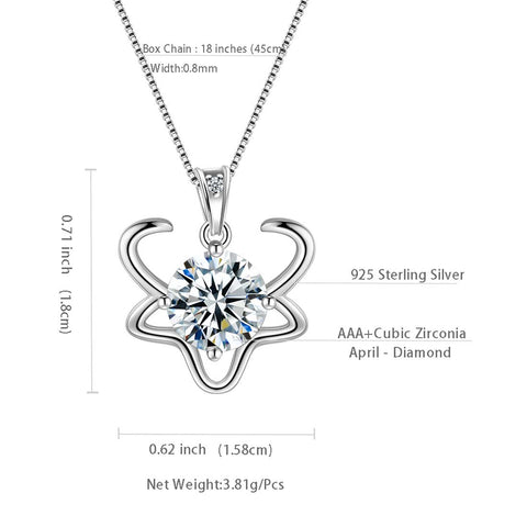 Collana zodiacale Toro Collana con pietra portafortuna di aprile Regalo di compleanno di gioielli per ragazze da donna Regalo di compleanno di gioielli per ragazze da donna