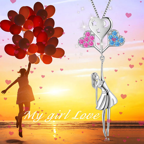 Teen Girls Heart Balloon Moon Star Pendant Necklace Jewelry