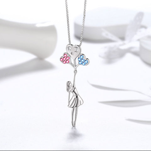 Teen Girls Heart Balloon Moon Star Pendant Necklace Jewelry