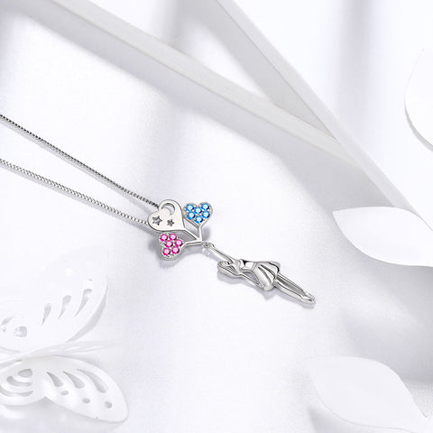 Teen Girls Heart Balloon Moon Star Pendant Necklace Jewelry