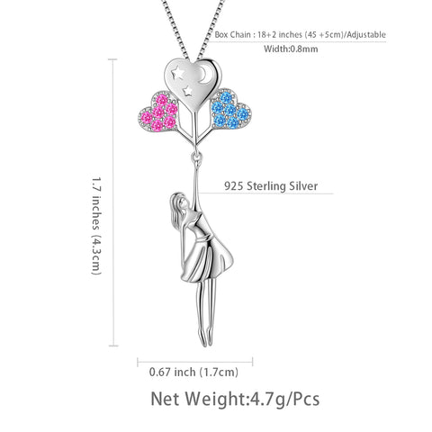 Teen Girls Heart Balloon Moon Star Pendant Necklace Jewelry