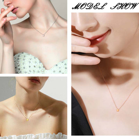 Tiny Pentagon Star Small Necklace Women 316L Stainless Steel