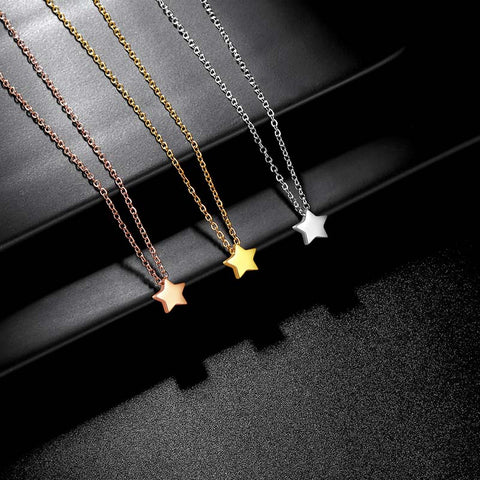 Tiny Pentagon Star Small Necklace Women 316L Stainless Steel