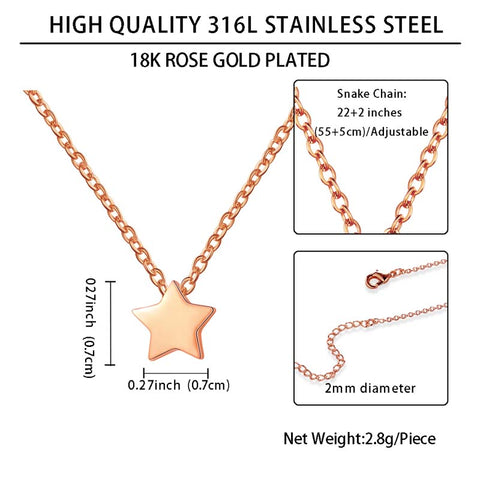 Tiny Pentagon Star Small Necklace Women 316L Stainless Steel
