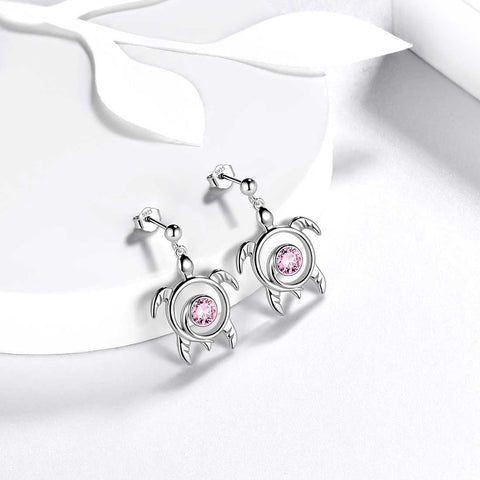 Orecchini con pietra portafortuna di tartaruga, tormalina di ottobre, gioielli da donna, regalo di compleanno, argento sterling
