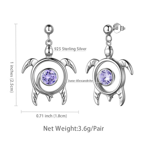 Tartaruga giugno Alessandrite Orecchini con pietra portafortuna Donna Ragazza Regalo Gioielli Argento sterling