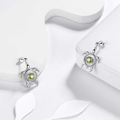 Orecchini con peridoto di agosto con pietra portafortuna della tartaruga pendenti gioielli da donna per ragazze regalo di compleanno in argento sterling