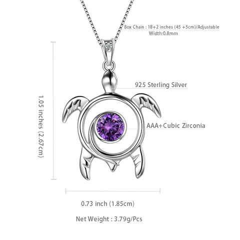 Collar con colgante de amatista y piedra natal de tortuga, joyería para mujeres y niñas, regalo de cumpleaños de febrero