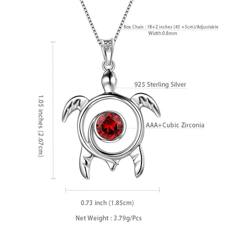 Tartaruga Birthstone Gennaio Granato Collana Ciondolo Donna Ragazza Gioielli Regalo di compleanno