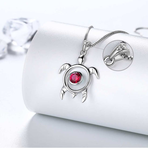 Collana con pendente in rubino di luglio, pietra portafortuna della tartaruga, regalo di compleanno per gioielli da donna e ragazza