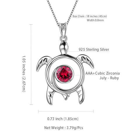 Collana con pendente in rubino di luglio, pietra portafortuna della tartaruga, regalo di compleanno per gioielli da donna e ragazza