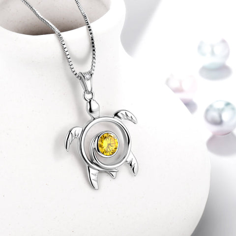 Schildkröten-Geburtsstein November Citrin Halskette Anhänger Frauen Mädchen Schmuck Geburtstagsgeschenk