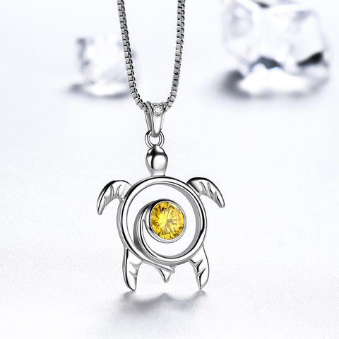 Schildkröten-Geburtsstein November Citrin Halskette Anhänger Frauen Mädchen Schmuck Geburtstagsgeschenk