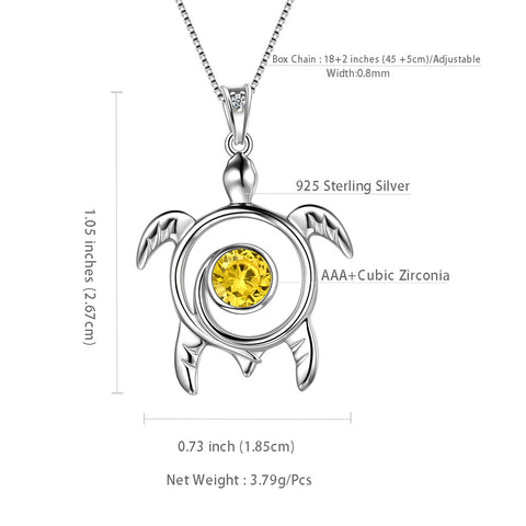 Schildkröten-Geburtsstein November Citrin Halskette Anhänger Frauen Mädchen Schmuck Geburtstagsgeschenk
