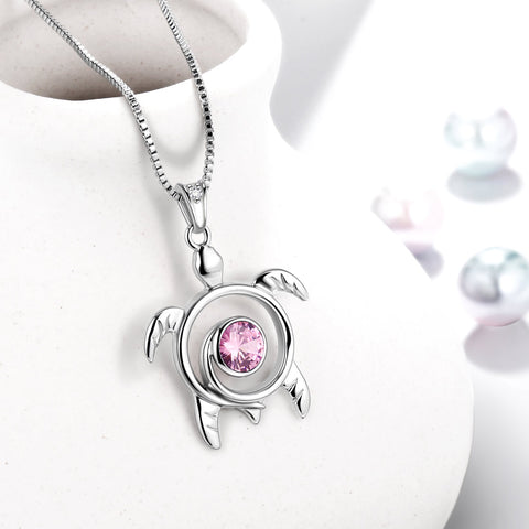 Tartaruga Birthstone Ottobre Tormalina Collana Ciondolo Donna Ragazza Gioielli Regalo di compleanno
