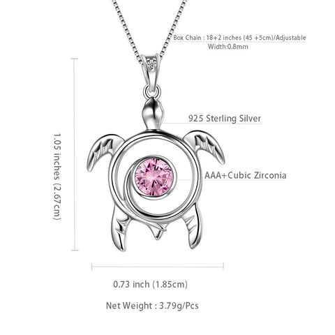 Tartaruga Birthstone Ottobre Tormalina Collana Ciondolo Donna Ragazza Gioielli Regalo di compleanno