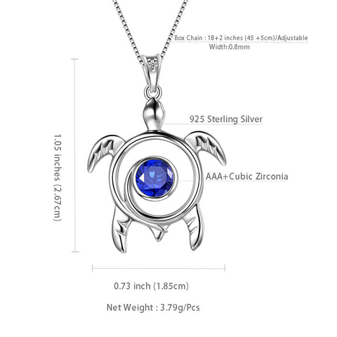Tartaruga Birthstone Settembre Collana con zaffiro Ciondolo Donna Ragazza Gioielli Regalo di compleanno