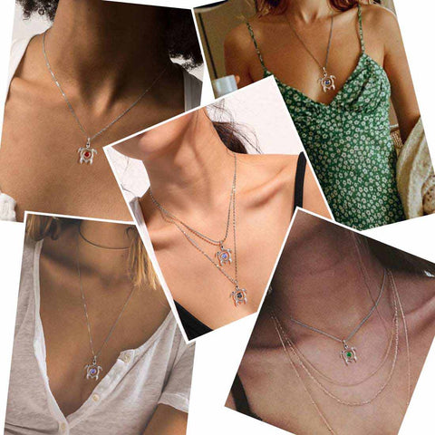 Tartaruga Birthstone Gennaio Granato Collana Ciondolo Donna Ragazza Gioielli Regalo di compleanno