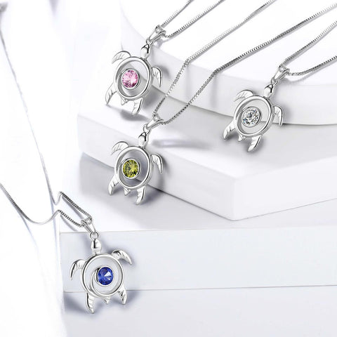 Turtle Birthstone August Peridot Necklace Pendant Women Girls Jewelry Birthday Gift