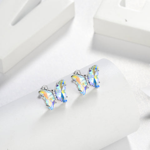 Orecchini a farfalla bianca April Diamond Birthstone Donna Ragazza Gioielli Regalo di compleanno