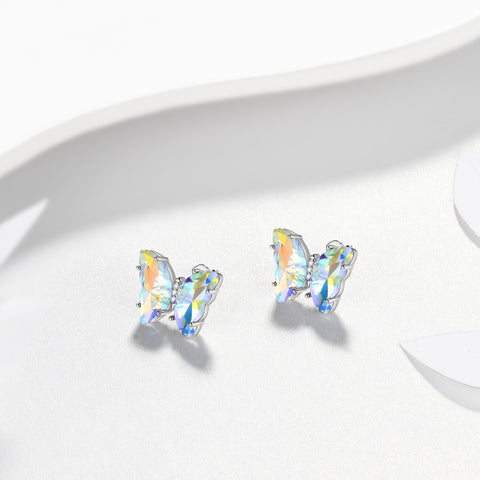 Orecchini a farfalla bianca April Diamond Birthstone Donna Ragazza Gioielli Regalo di compleanno