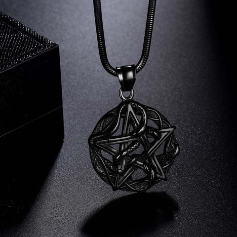 Collana Wicca da uomo con pentagramma intrecciato con serpente, gioielli in acciaio inossidabile 316L