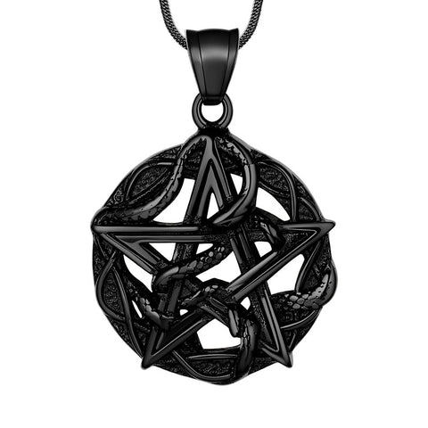 Wiccan Halskette Pentagramm verschlungene Schlange Anhänger Edelstahl – Aurora  Tears