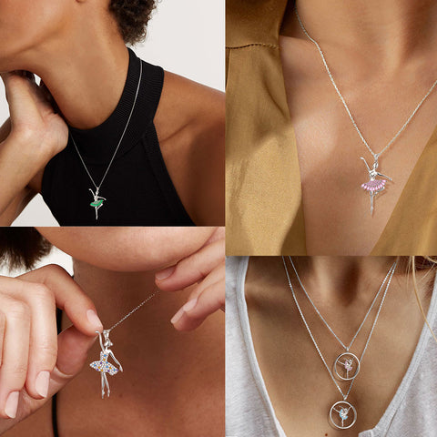 Collana da donna ballerina Ciondolo ballerina Gioielli Regalo di compleanno per ragazze Argento sterling 925