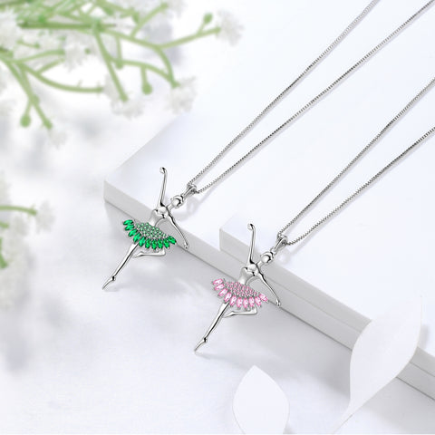 Collana da donna ballerina Ciondolo ballerina Gioielli Regalo di compleanno per ragazze Argento sterling 925