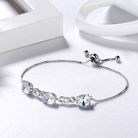 Bracelet rond en diamant avec pierre de naissance d'avril pour femmes et filles, bijoux cadeau d'anniversaire en argent sterling