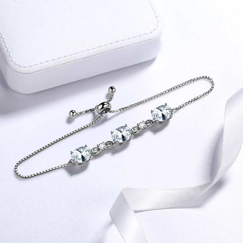 Bracelet rond en diamant avec pierre de naissance d'avril pour femmes et filles, bijoux cadeau d'anniversaire en argent sterling