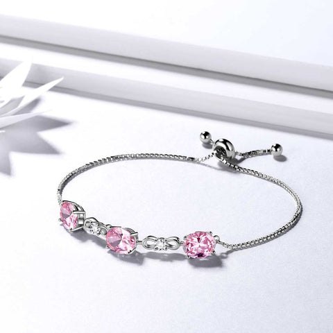 Bracelet rond en tourmaline avec pierre de naissance d'octobre pour femmes et filles, bijoux cadeau d'anniversaire en argent sterling