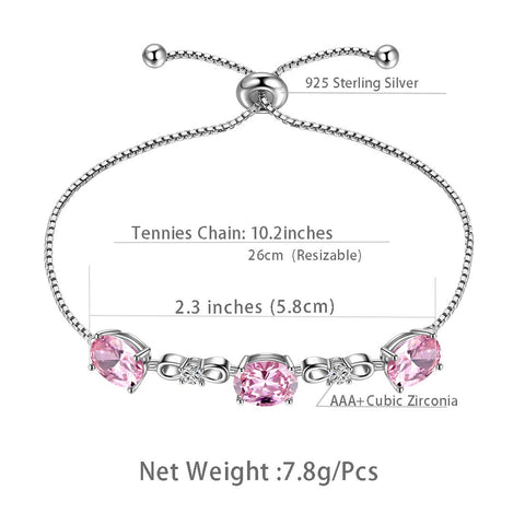 Bracelet rond en tourmaline avec pierre de naissance d'octobre pour femmes et filles, bijoux cadeau d'anniversaire en argent sterling
