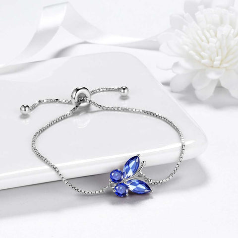 Butterfly Bracelet Birthstone December Tanzanite Women Girls Jewelry Birthday Gift