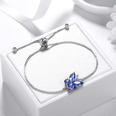 Butterfly Bracelet Birthstone December Tanzanite Women Girls Jewelry Birthday Gift
