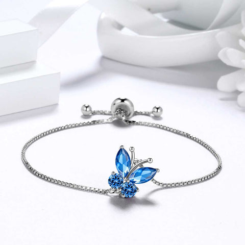 Butterfly Bracelet Birthstone September Sapphire Women Girls Jewelry Birthday Gift