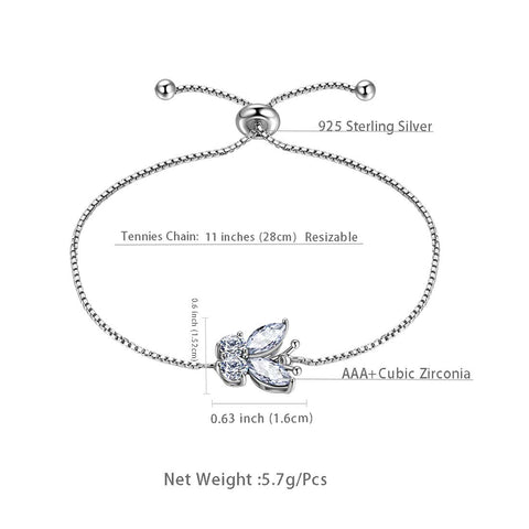 Pulseira de borboleta com pedra de nascimento de abril, diamante, joias para mulheres e meninas, presente de aniversário