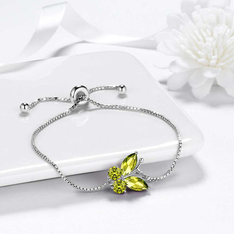 Butterfly Bracelet Birthstone August Peridot Women Girls Jewelry Birthday Gift