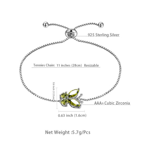 Butterfly Bracelet Birthstone August Peridot Women Girls Jewelry Birthday Gift