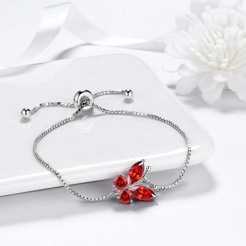 Butterfly Bracelet Birthstone January Garnet Women Girls Jewelry Birthday Gift