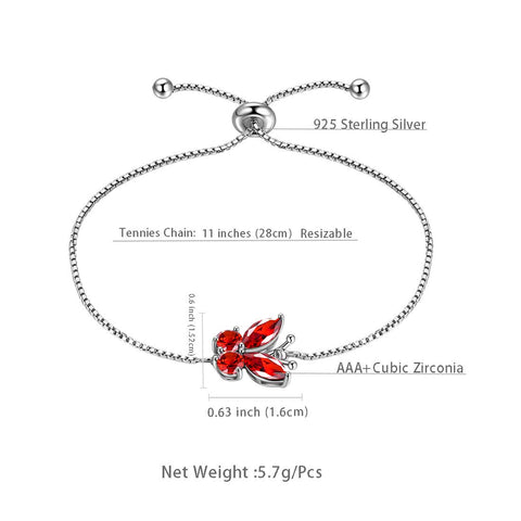 Butterfly Bracelet Birthstone January Garnet Women Girls Jewelry Birthday Gift