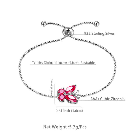 Butterfly Bracelet Birthstone July Ruby Women Girls Jewelry Birthday Gift