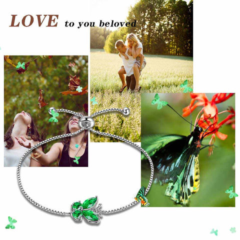 Butterfly Bracelet Birthstone May Emerald Women Girls Jewelry Birthday Gift