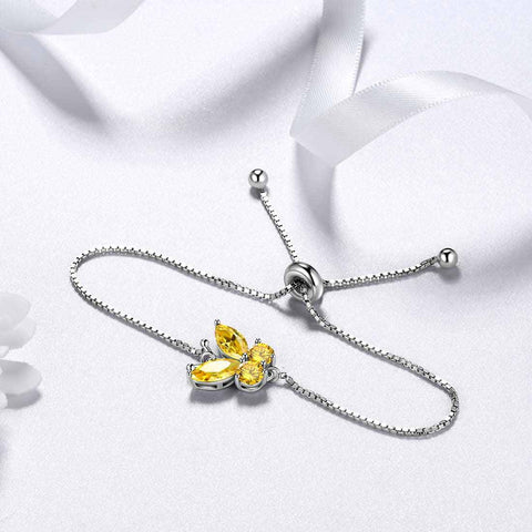Butterfly Bracelet Birthstone November Citrine Women Girls Jewelry Birthday Gift