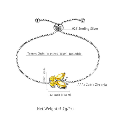 Butterfly Bracelet Birthstone November Citrine Women Girls Jewelry Birthday Gift